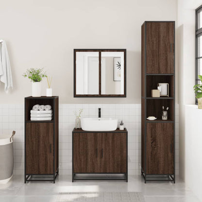 Mobile da Bagno Marrone 35x37,5x188,5cm in Truciolato e Metallo