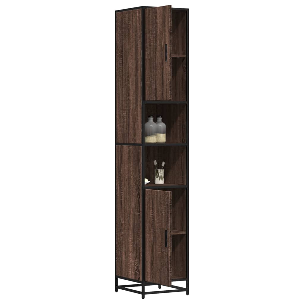 Mobile da Bagno Marrone 35x37,5x188,5cm in Truciolato e Metallo