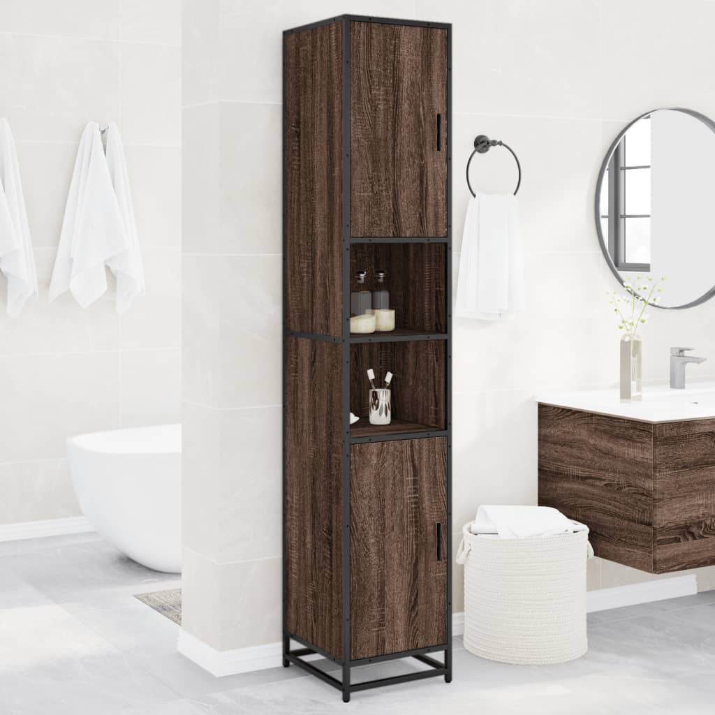 Mobile da Bagno Marrone 35x37,5x188,5cm in Truciolato e Metallo