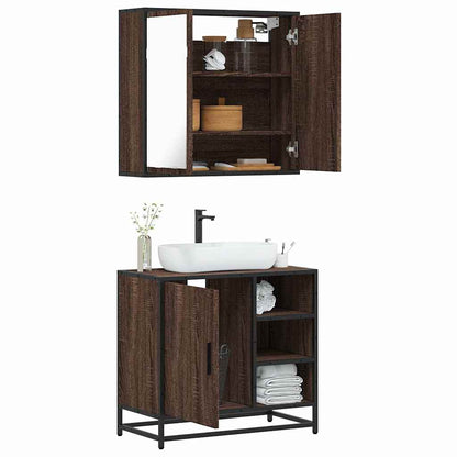 Set Mobili da Bagno 2 pz Rovere Marrone in Legno Multistrato
