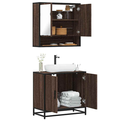 Set Mobili da Bagno 2 pz Rovere Marrone in Legno Multistrato