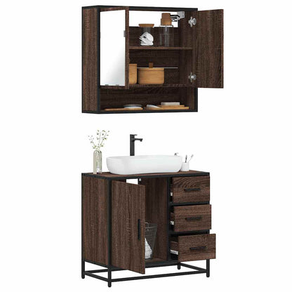 Set Mobili da Bagno 2 pz Rovere Marrone in Legno Multistrato