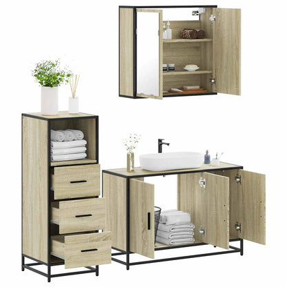 Set Mobili da Bagno 3 pz Rovere Sonoma in Legno Multistrato