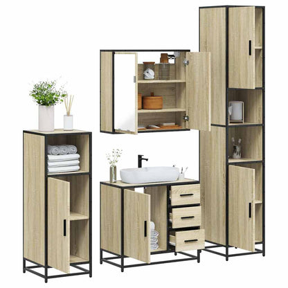 Set Mobili da Bagno 4 pz Rovere Sonoma in Legno Multistrato