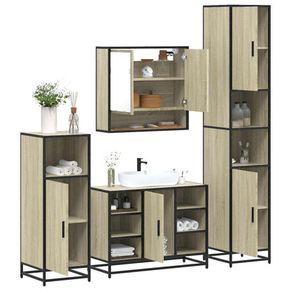 Set Mobili da Bagno 4 pz Rovere Sonoma in Legno Multistrato