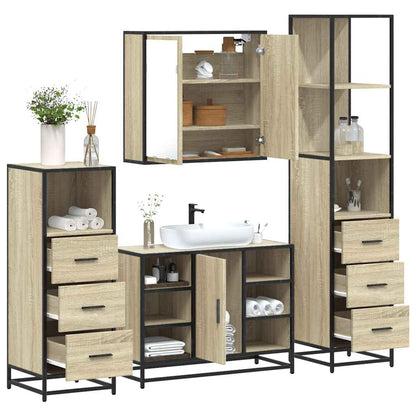Set Mobili da Bagno 4 pz Rovere Sonoma in Legno Multistrato