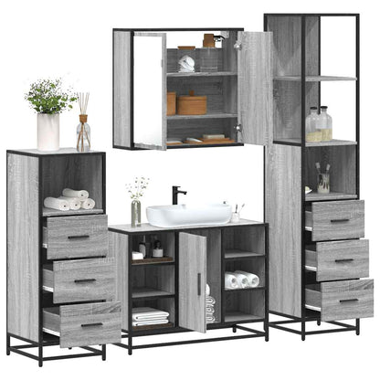 Set Mobili da Bagno 4 pz Grigio Sonoma in Legno Multistrato