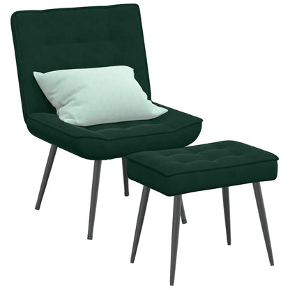 Poltrona Relax con Poggiapiedi Verde Scuro in Velluto