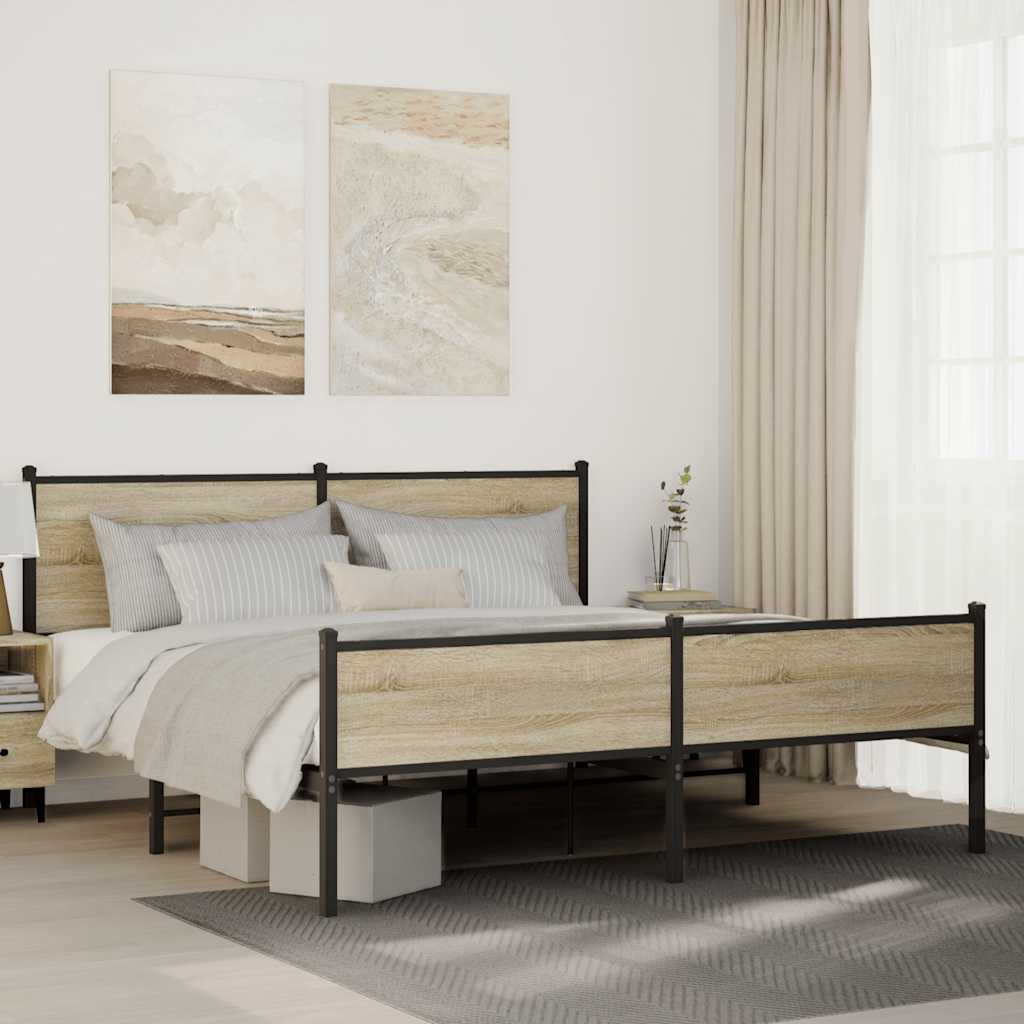 Giroletto senza Materaso in Metallo Rovere Sonoma 183x213 cm