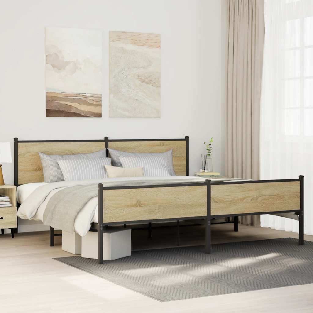 Giroletto senza Materaso in Metallo Rovere Sonoma 200x200 cm