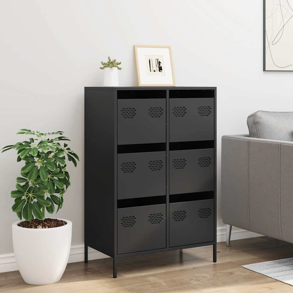 Credenza Nera 68x39x101,5 cm in Acciaio