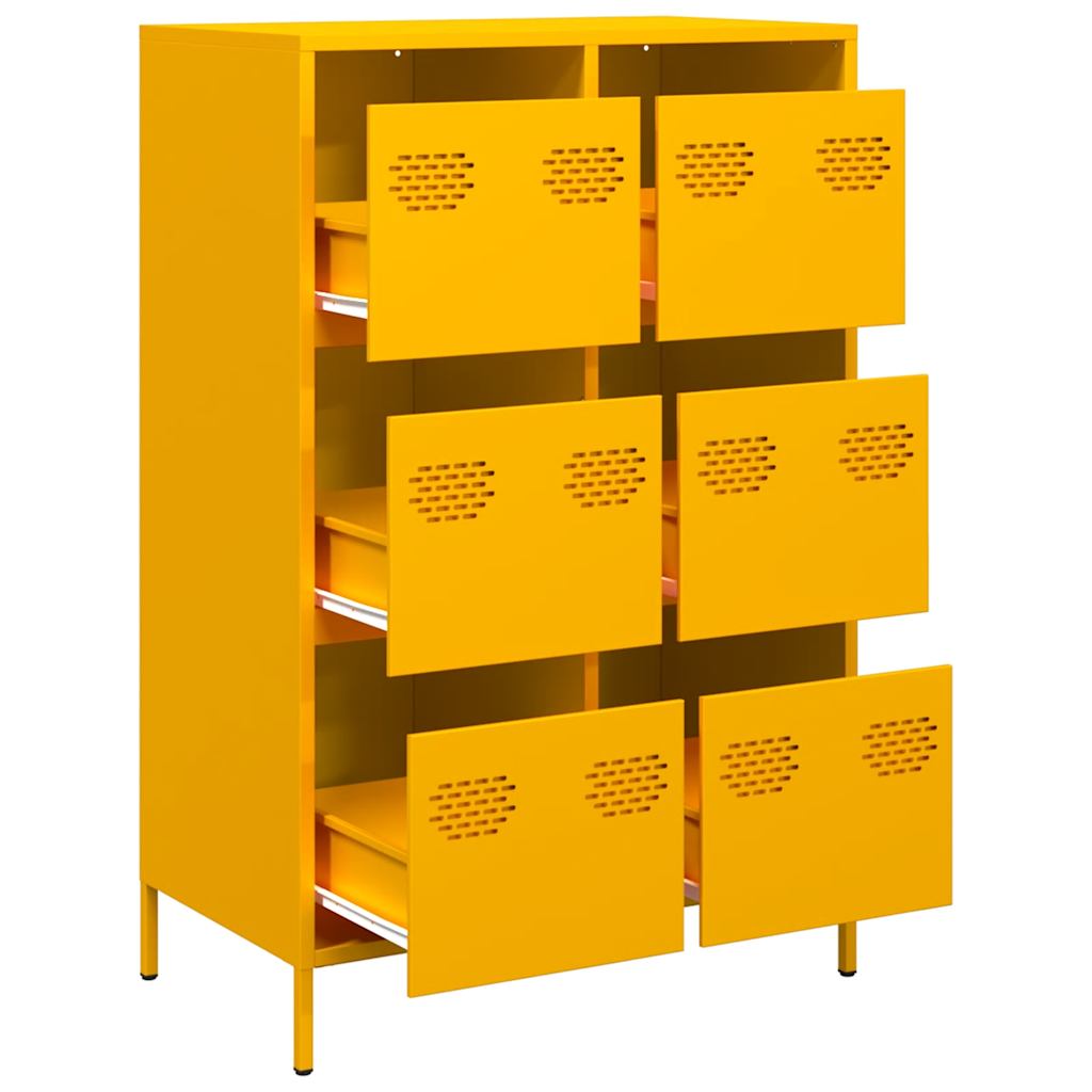 Credenza Giallo Senape 68x39x101,5 cm in Acciaio