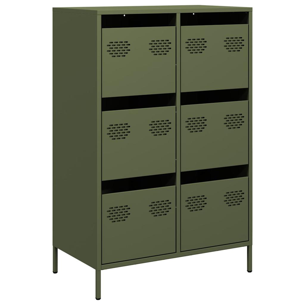 Credenza Verde Oliva 68x39x101,5 cm in Acciaio