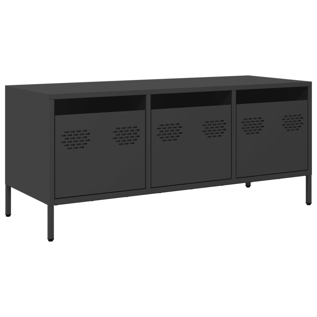 Mobile TV Nero 101,5x39x43,5 cm in Acciaio Laminato a Freddo