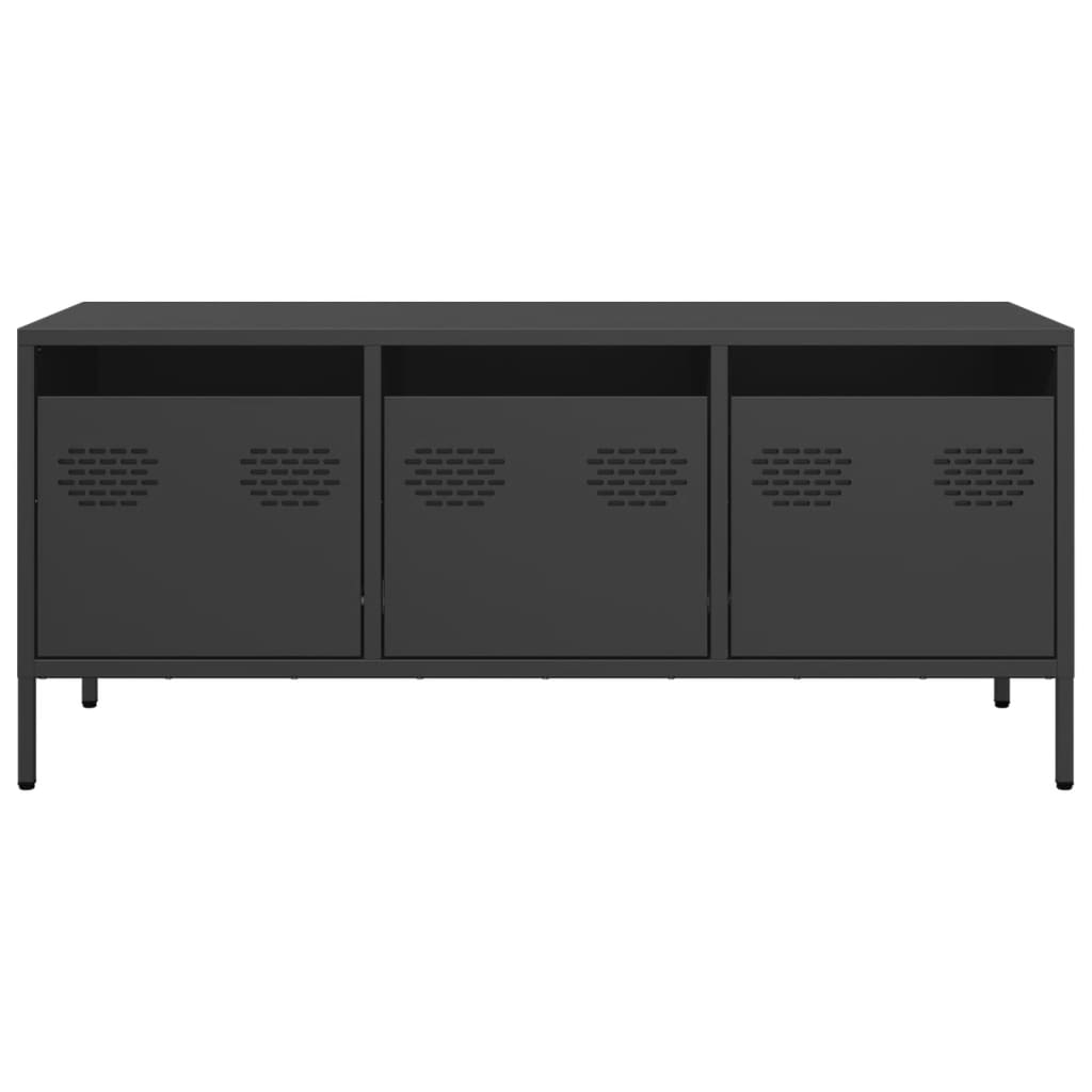 Mobile TV Nero 101,5x39x43,5 cm in Acciaio Laminato a Freddo
