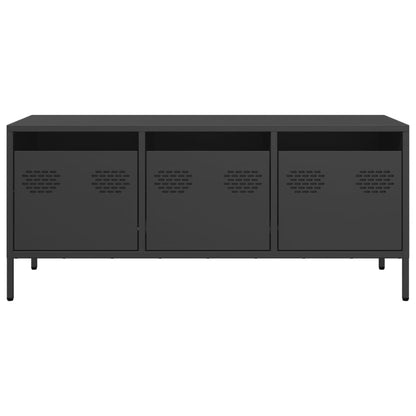 Mobile TV Nero 101,5x39x43,5 cm in Acciaio Laminato a Freddo