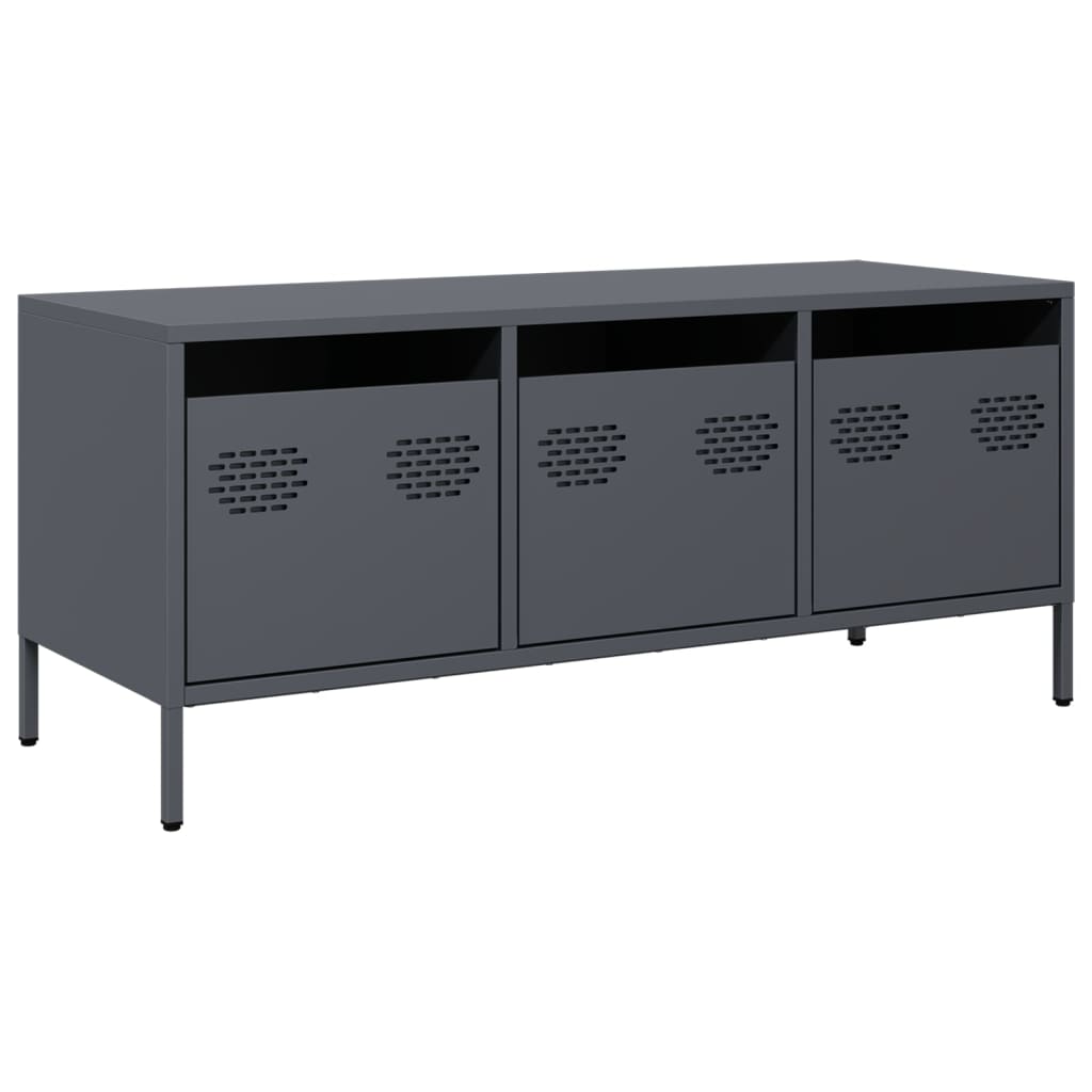 Mobile TV Antracite 101,5x39x43,5 cm Acciaio Laminato a Freddo