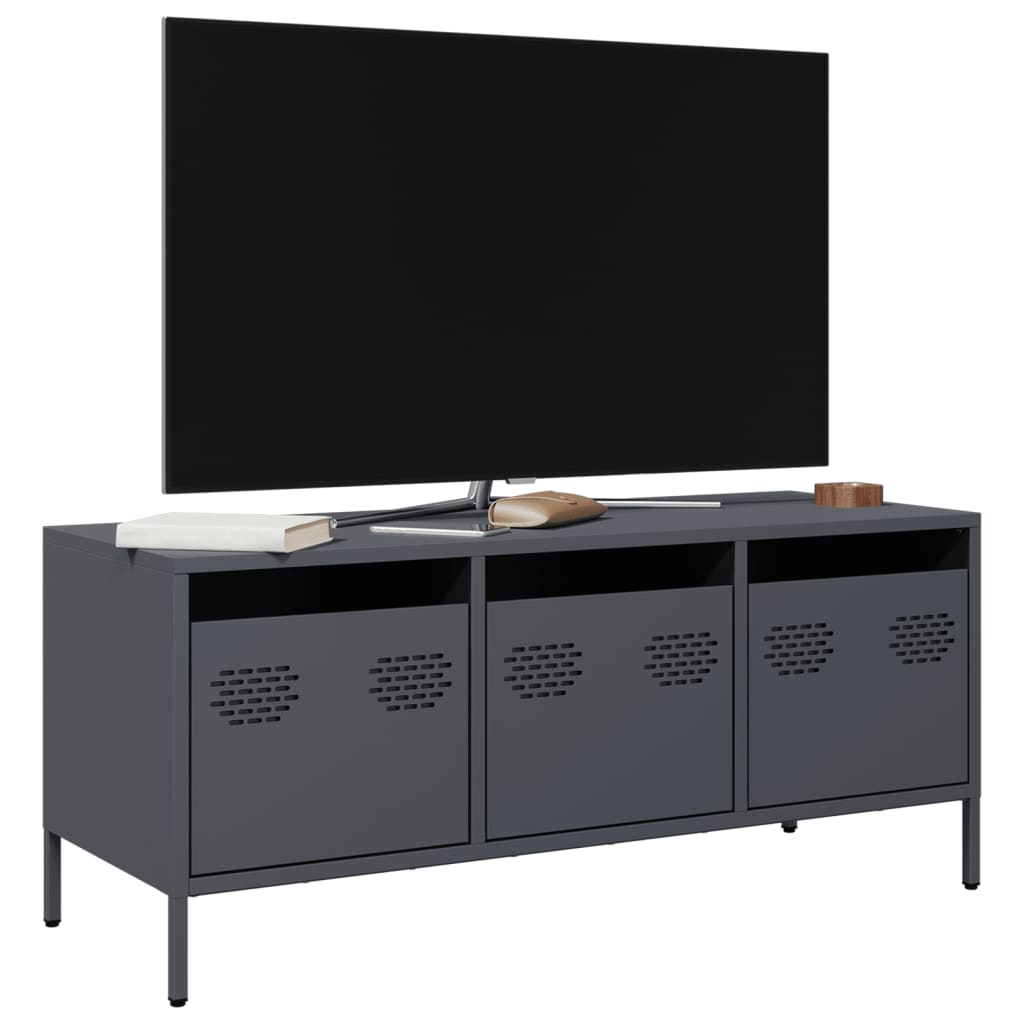 Mobile TV Antracite 101,5x39x43,5 cm Acciaio Laminato a Freddo