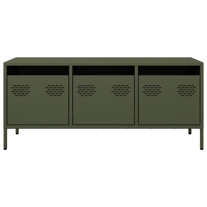 Mobile TV Verde Oliva 101,5x39x43,5cm Acciaio Laminato a Freddo