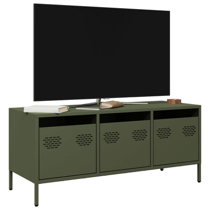 Mobile TV Verde Oliva 101,5x39x43,5cm Acciaio Laminato a Freddo