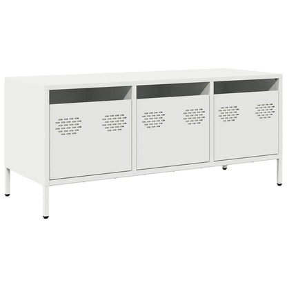 Mobile TV Bianco 101,5x39x43,5 cm in Acciaio Laminato a Freddo