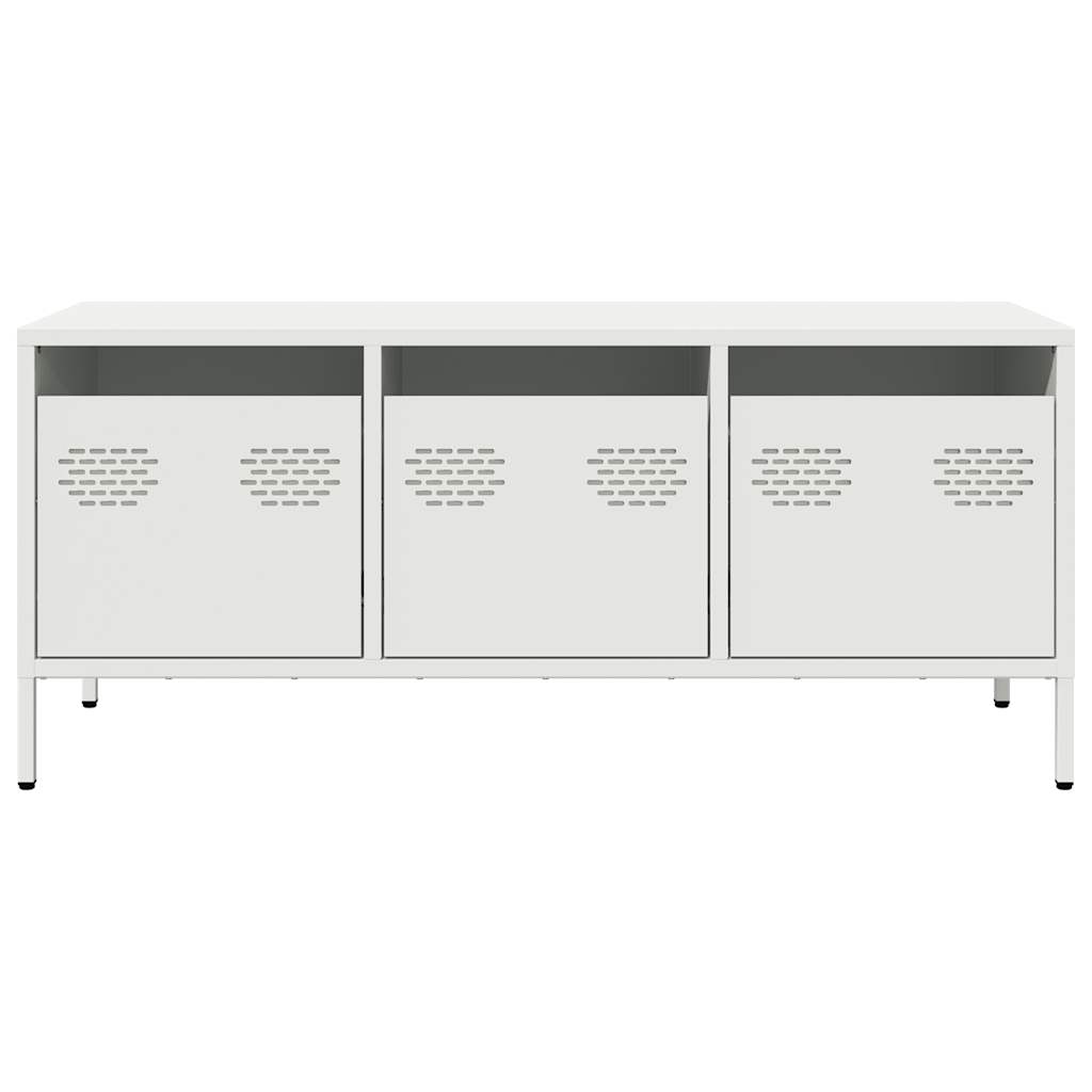 Mobile TV Bianco 101,5x39x43,5 cm in Acciaio Laminato a Freddo