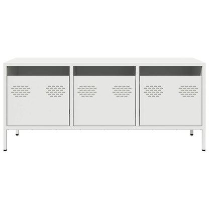 Mobile TV Bianco 101,5x39x43,5 cm in Acciaio Laminato a Freddo