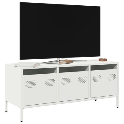 Mobile TV Bianco 101,5x39x43,5 cm in Acciaio Laminato a Freddo