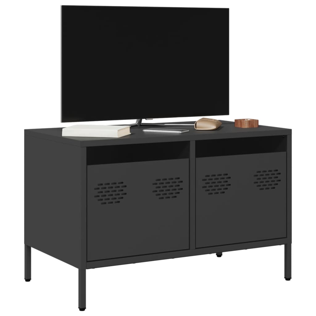 Mobile TV Nero 68x39x43,5cm in Acciaio Laminato a Freddo