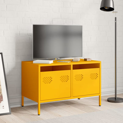 Mobile TV Giallo Senape 68x39x43,5cm Acciaio Laminato a Freddo