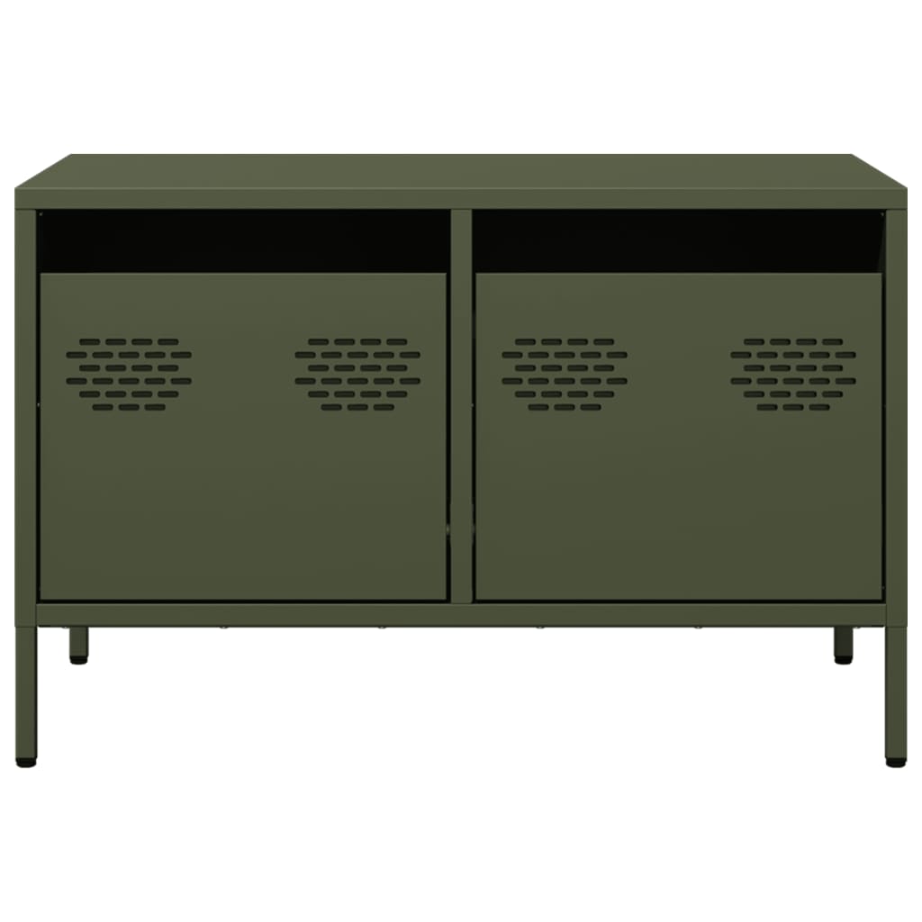 Mobile TV Verde Oliva 68x39x43,5cm in Acciaio Laminato a Freddo