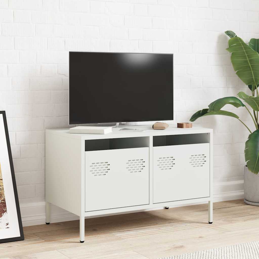 Mobile TV Bianco 68x39x43,5 cm in Acciaio Laminato a Freddo