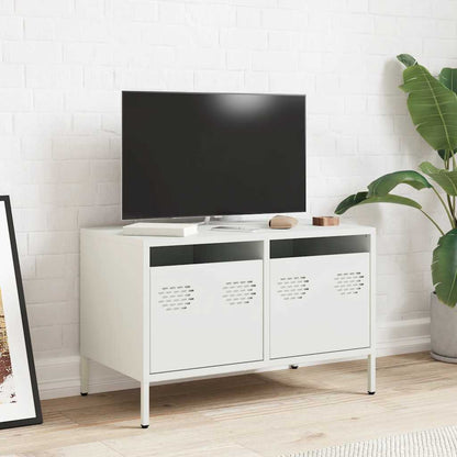 Mobile TV Bianco 68x39x43,5 cm in Acciaio Laminato a Freddo