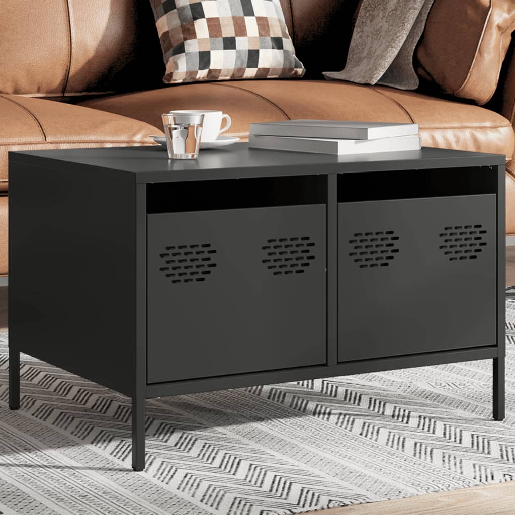 Mobile TV Nero 68x50x43,5 cm in Acciaio Laminato a Freddo