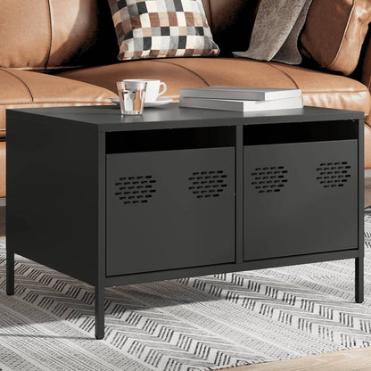 Mobile TV Nero 68x50x43,5 cm in Acciaio Laminato a Freddo