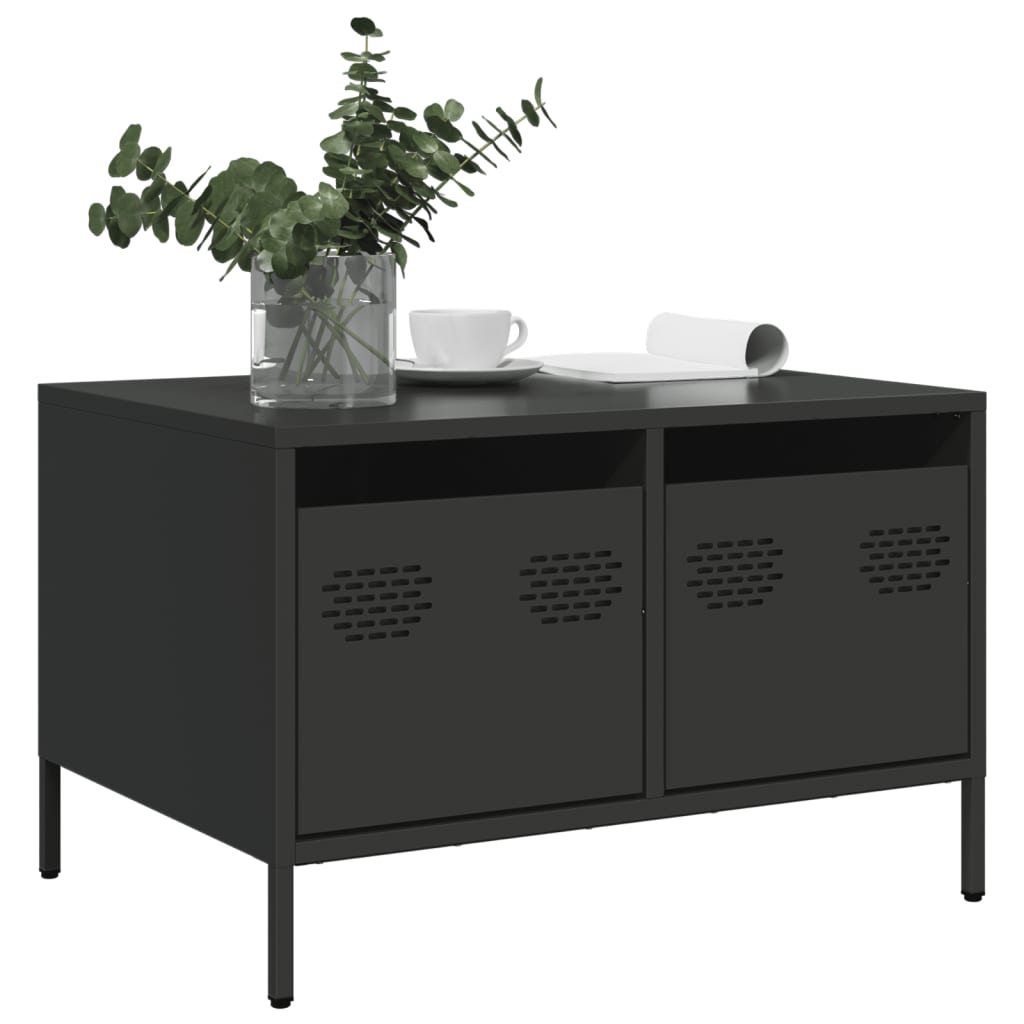 Mobile TV Nero 68x50x43,5 cm in Acciaio Laminato a Freddo