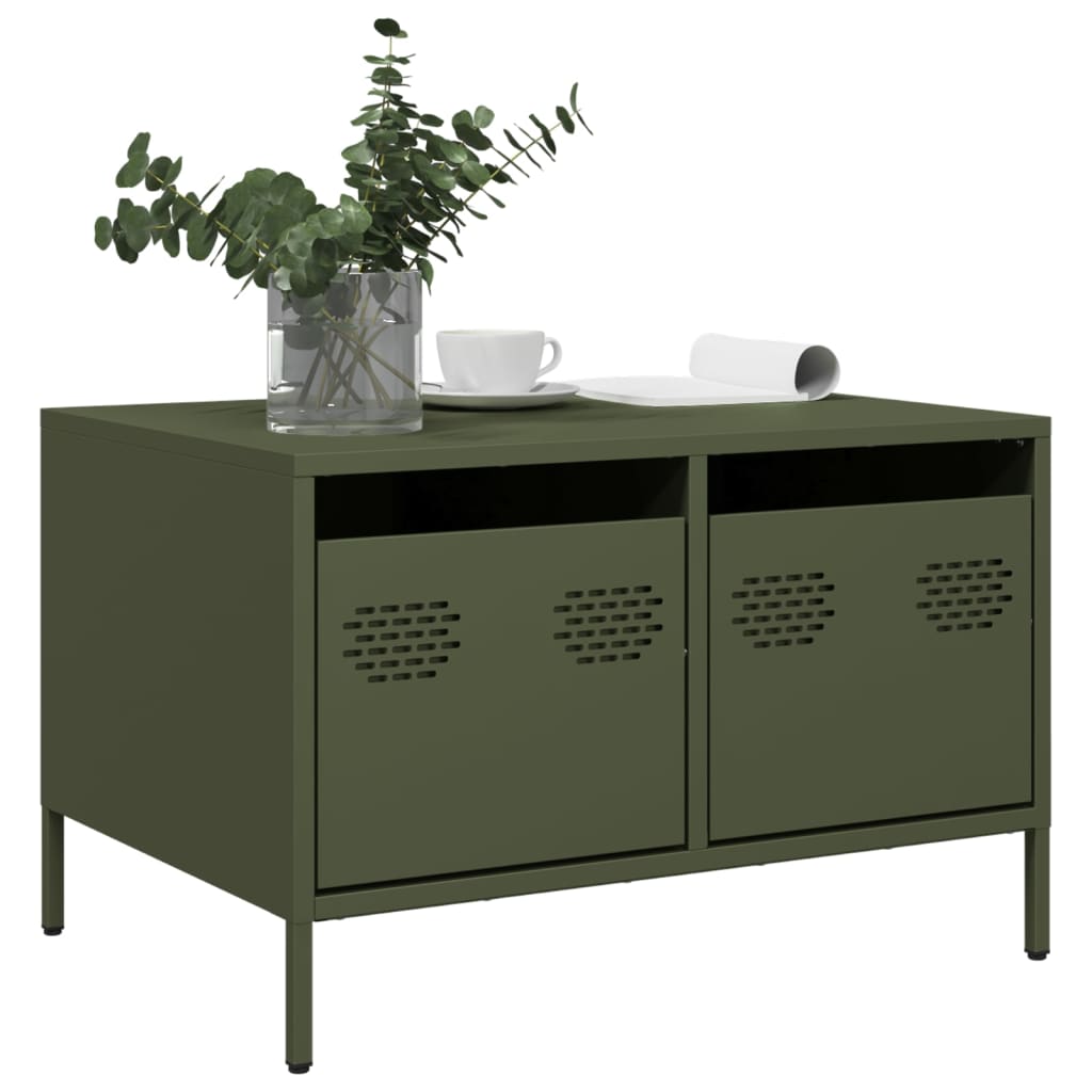 Mobile TV Verde Oliva 68x50x43,5cm in Acciaio Laminato a Freddo