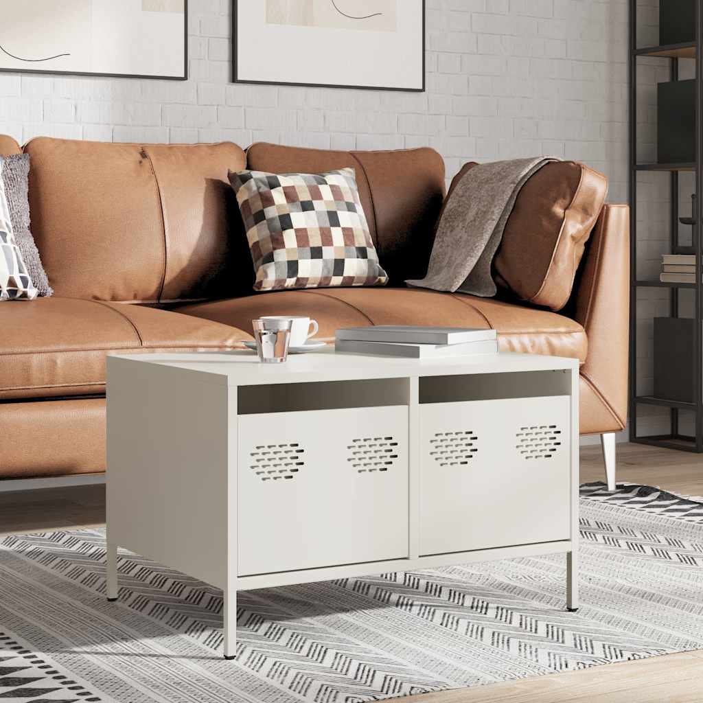 Mobile TV Bianco 68x50x43,5 cm in Acciaio Laminato a Freddo