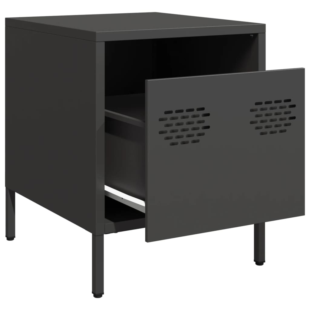 Comodini 2 pz Neri 35x39x43,5 cm in Acciaio