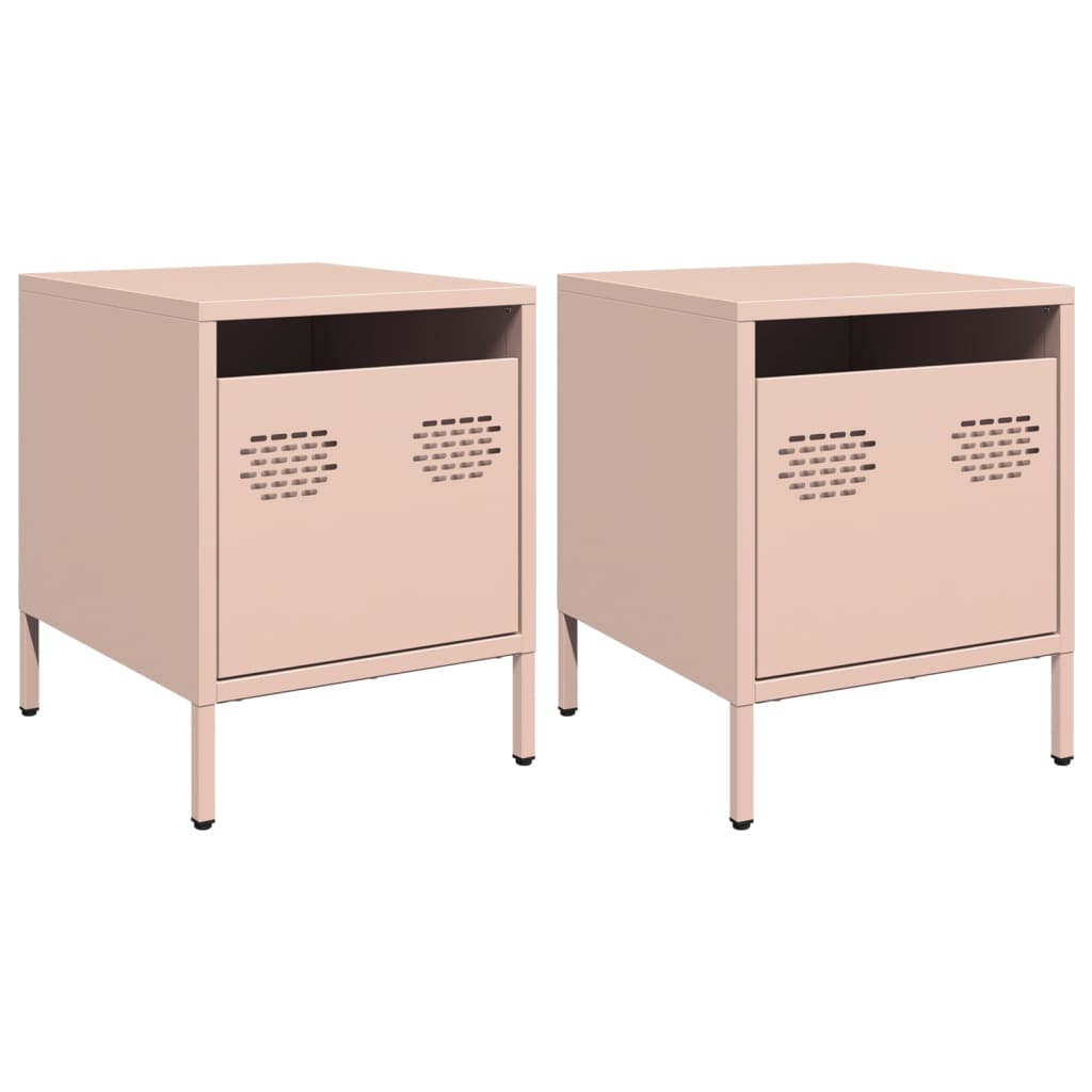 Comodini 2 pz Rosa 35x39x43,5 cm in Acciaio