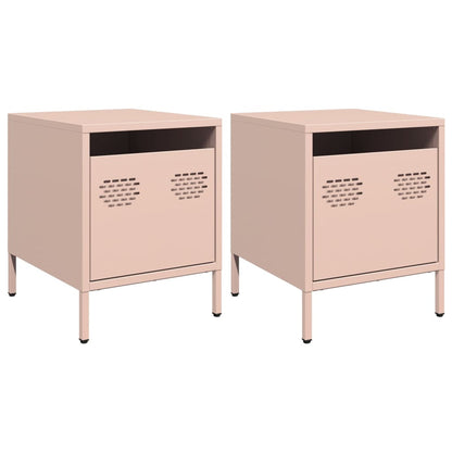 Comodini 2 pz Rosa 35x39x43,5 cm in Acciaio