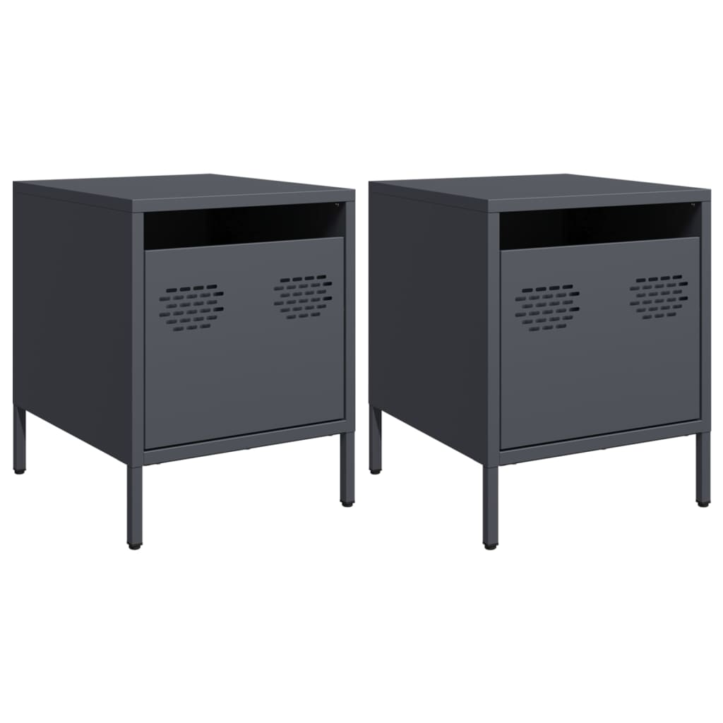 Comodini 2 pz Antracite 35x39x43,5 cm in Acciaio