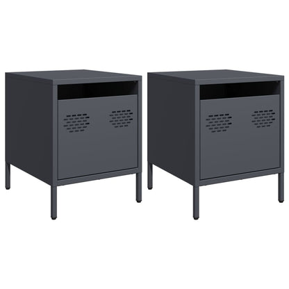 Comodini 2 pz Antracite 35x39x43,5 cm in Acciaio