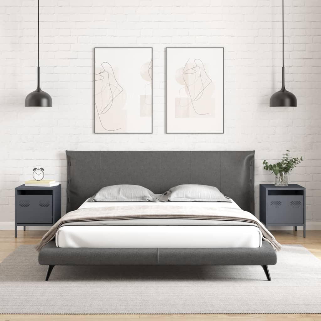 Comodini 2 pz Antracite 35x39x43,5 cm in Acciaio