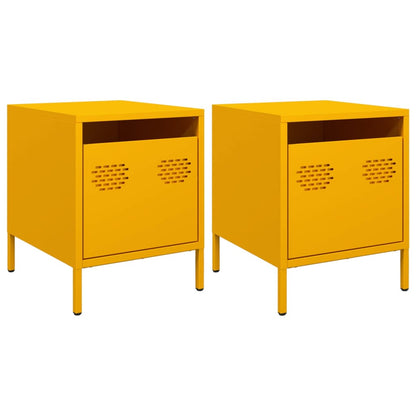 Comodini 2 pz Giallo Senape 35x39x43,5 cm in Acciaio