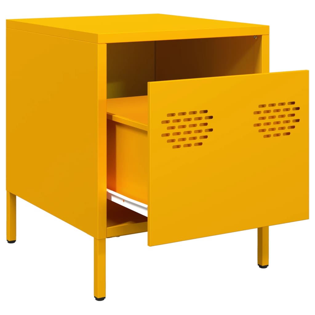 Comodini 2 pz Giallo Senape 35x39x43,5 cm in Acciaio