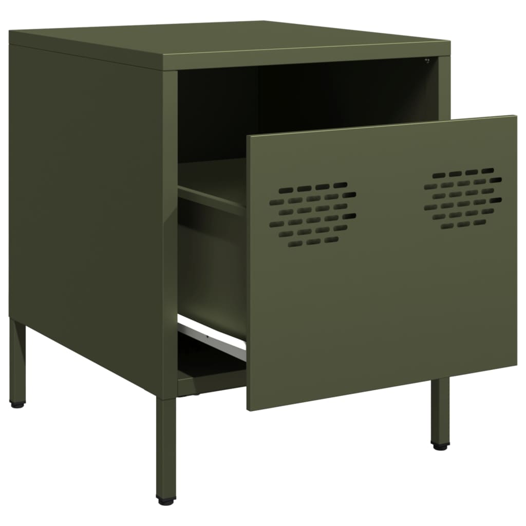 Comodino Verde Oliva 35x39x43,5 cm in Acciaio