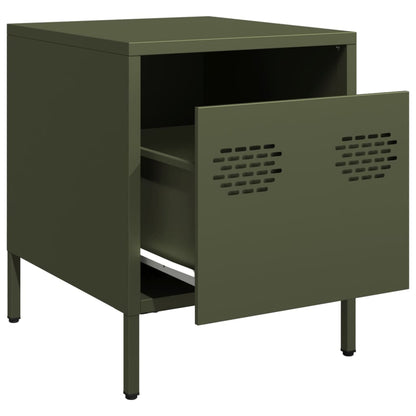 Comodino Verde Oliva 35x39x43,5 cm in Acciaio