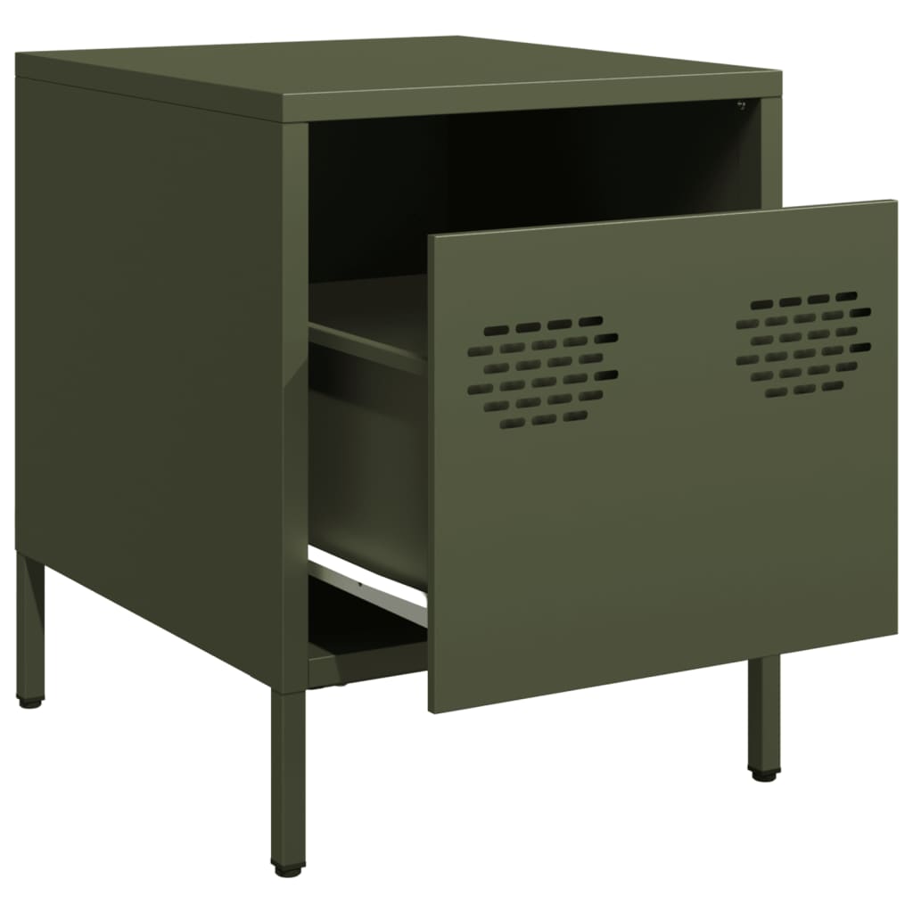 Comodini 2 pz Verde Oliva 35x39x43,5 cm in Acciaio