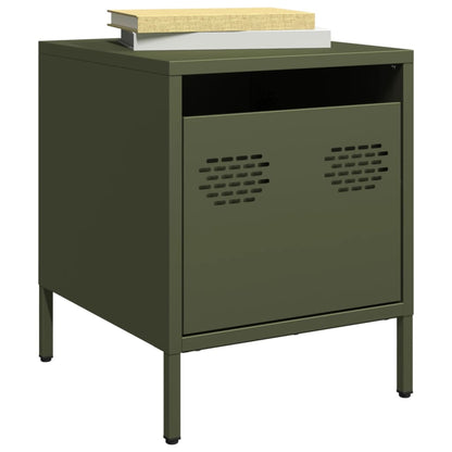 Comodini 2 pz Verde Oliva 35x39x43,5 cm in Acciaio